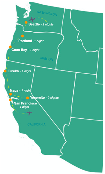 Pacific Northwest Tour Map